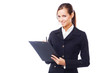 Young businesswoman with clipboard