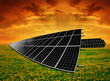Solar energy panels in the setting sun