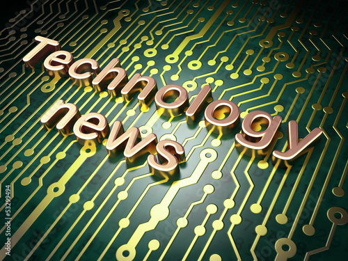 Illustration: News concept: Technology News on circuit board background News concept: Technology News on circuit board background