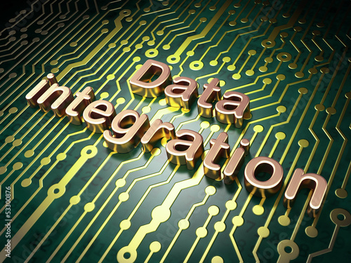 Illustration: Data concept: Data Integration on circuit board background Data concept: Data Integration on circuit board background