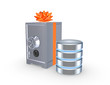 Iron safe and symbol of database.