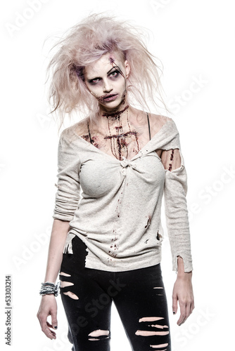 Photo: a scary undead zombie girl a scary undead zombie girl