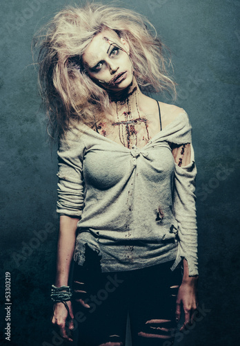 Photo: a scary undead zombie girl a scary undead zombie girl
