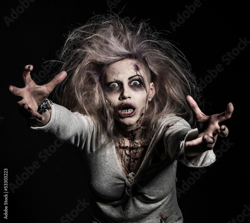 Photo: a scary undead zombie girl a scary undead zombie girl