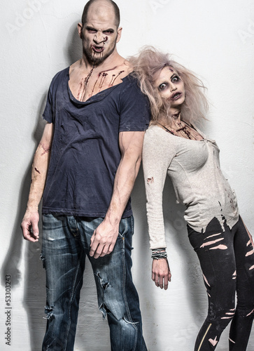 Photo: a bloody pair of scary evil zombies a bloody pair of scary evil zombies