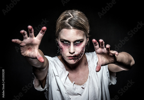 Photo: a scary undead zombie girl a scary undead zombie girl