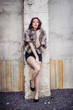 fashion model wearing a fur west
