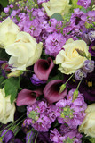 Purple and white bridal arrangement