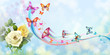 Background with roses and butterflies