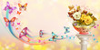 Background with roses and butterflies