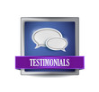 Illustration: Testimonials glossy blue reflected square button Testimonials glossy blue reflected square button