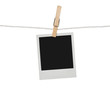 Blank photograph hanging on the clothesline