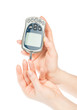 Foto: Diabetic patient measuring glucose level blood test Diabetic patient measuring glucose level blood test