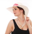 Photo: beautiful young woman with hat isolated on White Background beautiful young woman with hat isolated on White Background