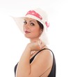 Photo: beautiful young woman with hat isolated on White Background beautiful young woman with hat isolated on White Background