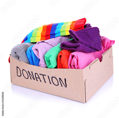 Photo: Donation box isolated on white Donation box isolated on white