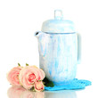 Antique white teapot isolated on white