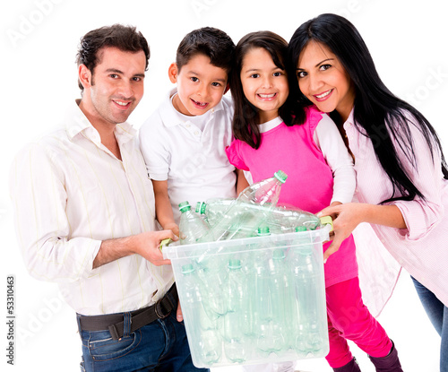 Photo: Family recycling bottles Family recycling bottles