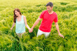 walking field couple