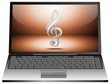 Illustration: Laptop mit Notenschlüssel Laptop mit Notenschlüssel