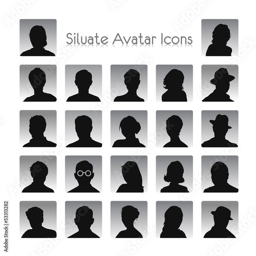Vector: Set of silhouettes of avatar Set of silhouettes of avatar