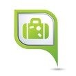 Map pointer with suitcase icon. Vector illustration