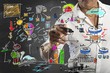 Businessman drawing a new project