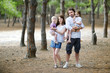Family of four at summer day