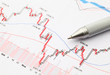 Stock market graph with pen