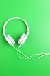 Headphone on green background