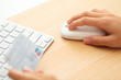 Online shopping with credit card and keyboard