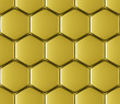 Golden metal surface of hexagons seamless background