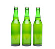 Three green beer bottle