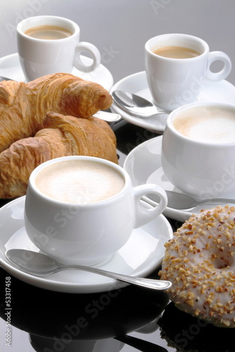 Photo: Cappuccino ,caffè,ciambelle e cornetti Cappuccino ,caffè,ciambelle e cornetti