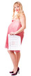 woman holds a birth calendar