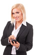 Businesswoman using touch screen smart phone