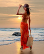 Caucasian woman standing in bikini