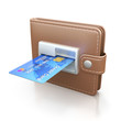 Ilustración: ATM cash point slot in the wallet ATM cash point slot in the wallet