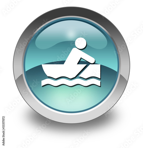 Illustration: Light Blue Glossy Pictogram "Rowboating" Light Blue Glossy Pictogram "Rowboating"