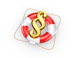 Lifebuoy and symbol of paragraph.