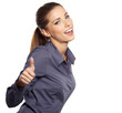 Happy smiling business woman with ok hand sign