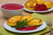 Sweet cheese pancakes on a plate