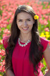 Beautiful young woman with tulips