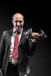 Businessman and weights