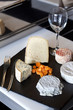 Plateau, fromages, verre, brunch, bistrot, repas, manger