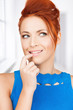 smiling woman thinking