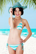 Sexy brunette woman posing in bikini