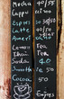 Handwritten coffee menu