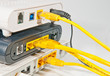 Router network hub with patch cable