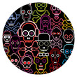 Skulls - round vector illustration